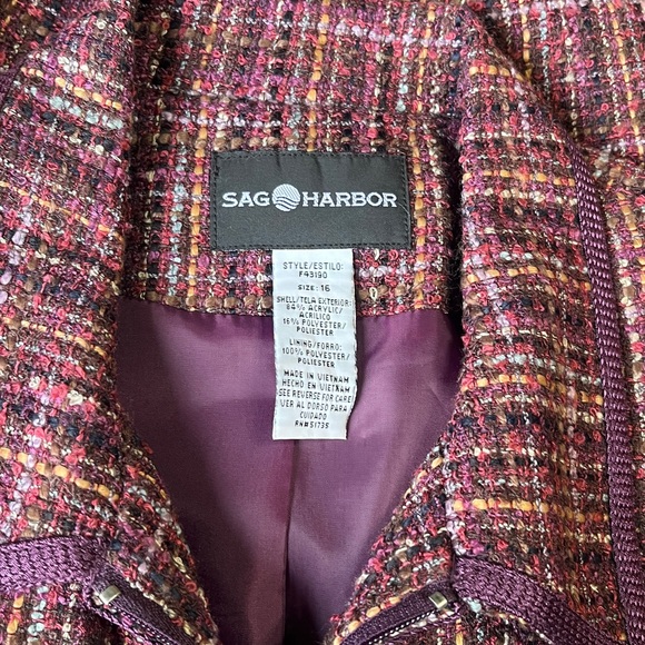 SAG Harbor size 16 zip front jacket. Purple plaid. - Picture 6 of 7